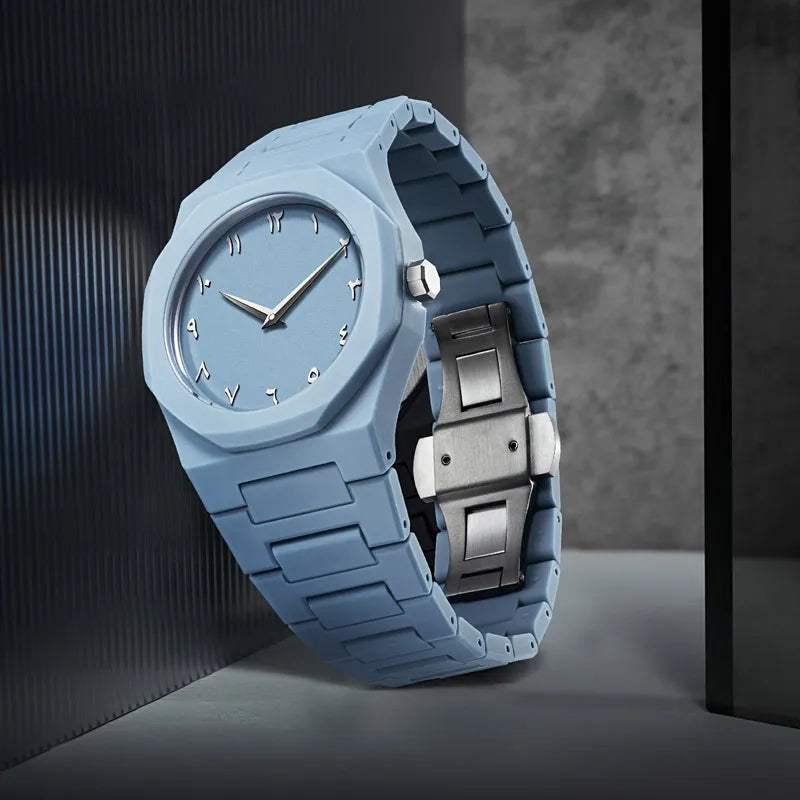 2025 Fashion Middle East Arabic Numerals 40mm Dial Quartz Men's Watch TPU Plastic Waterproof Calendar Watch Can Be Customized