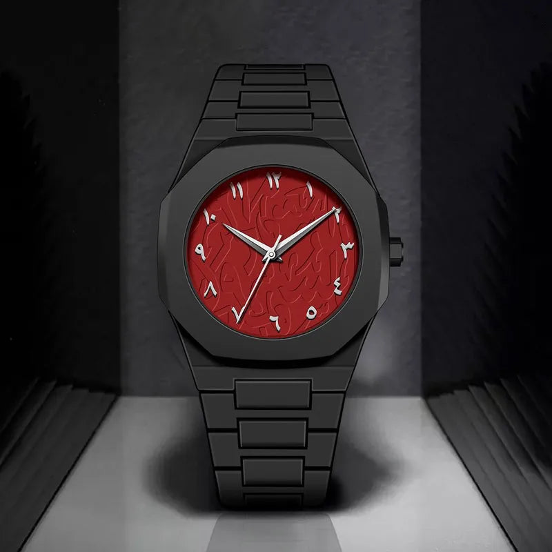 2025 Fashion Middle East Arabic Numerals 40mm Dial Quartz Men's Watch TPU Plastic Waterproof Calendar Watch Can Be Customized