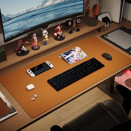 Large High-End Computer Laptop Desk Mat, PVC Faux Leather Oil and Mouse Pad, Gaming Desktop Mouse Pad, Durable Multi-Sized Color Crafted Leather Office Desk Pad, Solid Color Simple Computer Mouse Pad, Keyboard Mat, Non-Slip H
