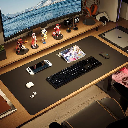 Large High-End Computer Laptop Desk Mat, PVC Faux Leather Oil and Mouse Pad, Gaming Desktop Mouse Pad, Durable Multi-Sized Color Crafted Leather Office Desk Pad, Solid Color Simple Computer Mouse Pad, Keyboard Mat, Non-Slip H