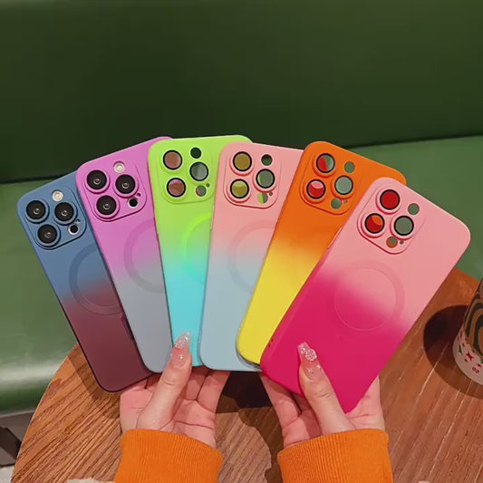 جراب سيليكون سائل فاخر متدرج الألوان لهاتف iPhone 14 Pro من Magsafe Cases مع غطاء شحن مغناطيسي لهاتف iPhone 11 12 13 Pro Max