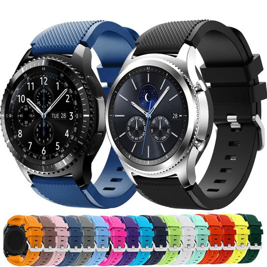 سوار سيليكون مقاس 20 مم و22 مم لساعة سامسونج جالاكسي 3/46 مم/42 مم/active 2/46 Gear s3Frontier/S2/Sport وسوار هواوي GT 2/2E
