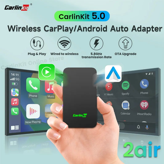 محول لاسلكي CarlinKit 5.0 CarPlay Android Auto محمول لراديو السيارة OEM مع CarPlay/Android Auto السلكي 