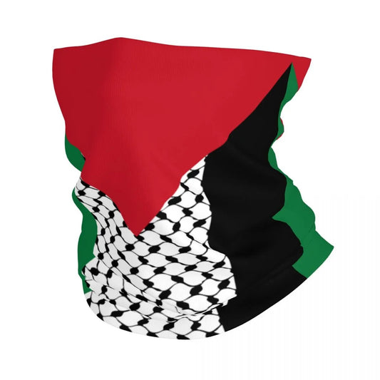 غطاء رأس علم فلسطين مع وشاح سحري بنمط كوفية حتا فلسطينية وربطة رأس لركوب الخيل للجنسين والكبار مقاوم للرياح 