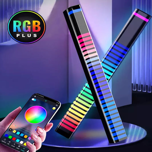 أضواء التقاط RGB مع التحكم الصوتي وإضاءة LED وتطبيق ذكي للتحكم في إيقاع الألوان ومصباح محيطي للسيارة/كمبيوتر الألعاب وديكور سطح المكتب 