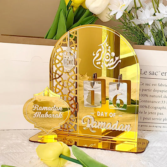 لوحة تقويم العد التنازلي لعيد رمضان المبارك 2024 القابلة لإعادة الاستخدام، لوحة تقويم أكريليك لحفلات العيد، لوازم حفلات رمضان كريم 